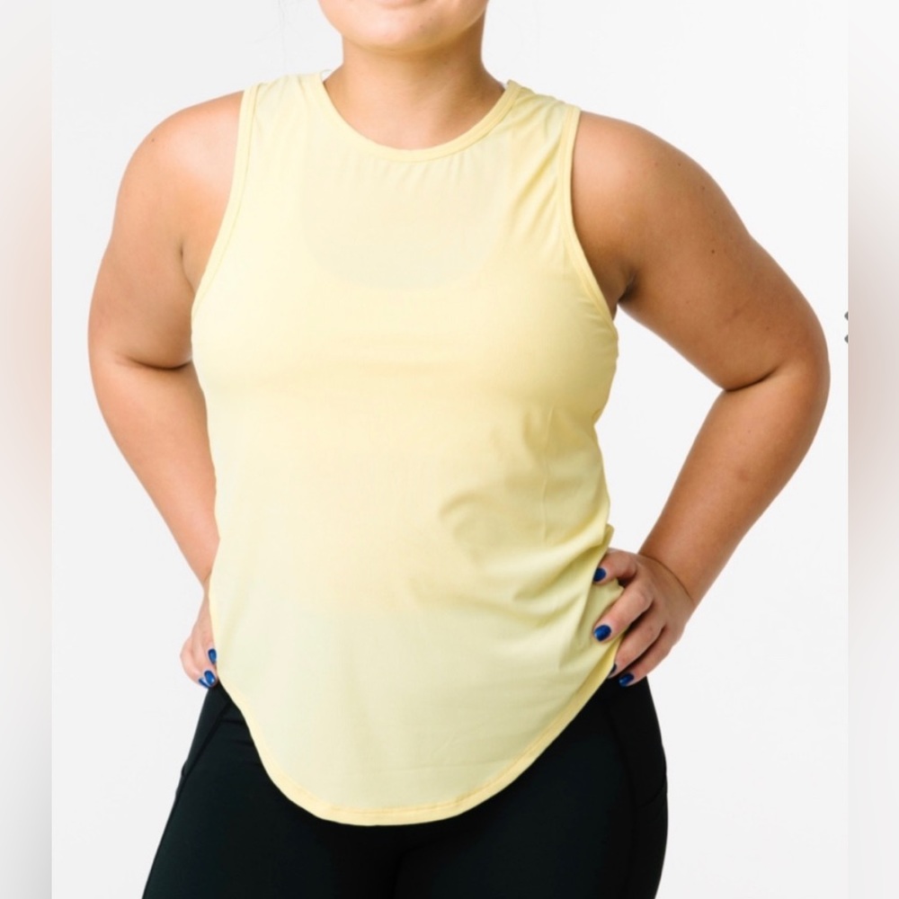 Zyia Sunlight Premium Tank Ribbed Tank Top Light Yellow Racerback XXL